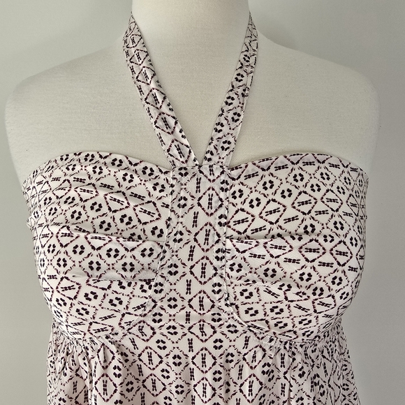 Madewell Silk Convertible Straps Dress Echo Grid Smocked Halter Neck Size 6 - Picture 4 of 15
